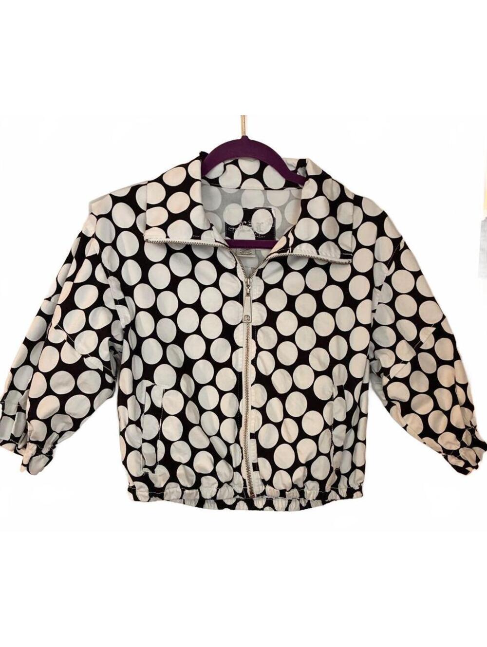LAL Live A Little Black and White Polka Dot Zip-Up Jacket PS Size